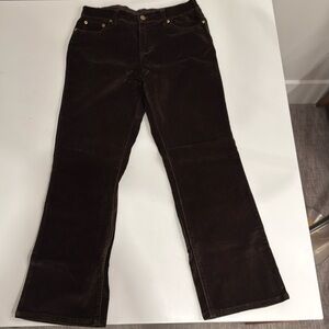 NWT: DG2 women’s brown velvet jeans, size 10P.